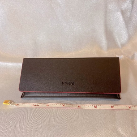 Fendi Leather Triangle Eyeglass Sunglass Hard Case with Cloth - Brown, NEW - Picture 5 of 7